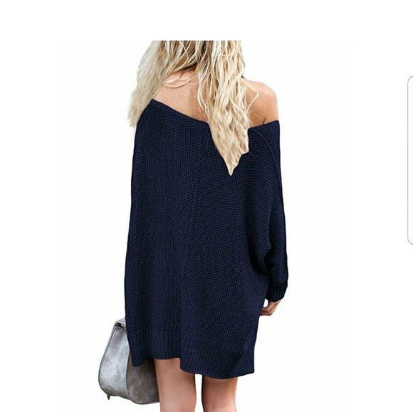 MARTHA Oversized Long Sleeve Navy Sweater - Picture 3 of 3